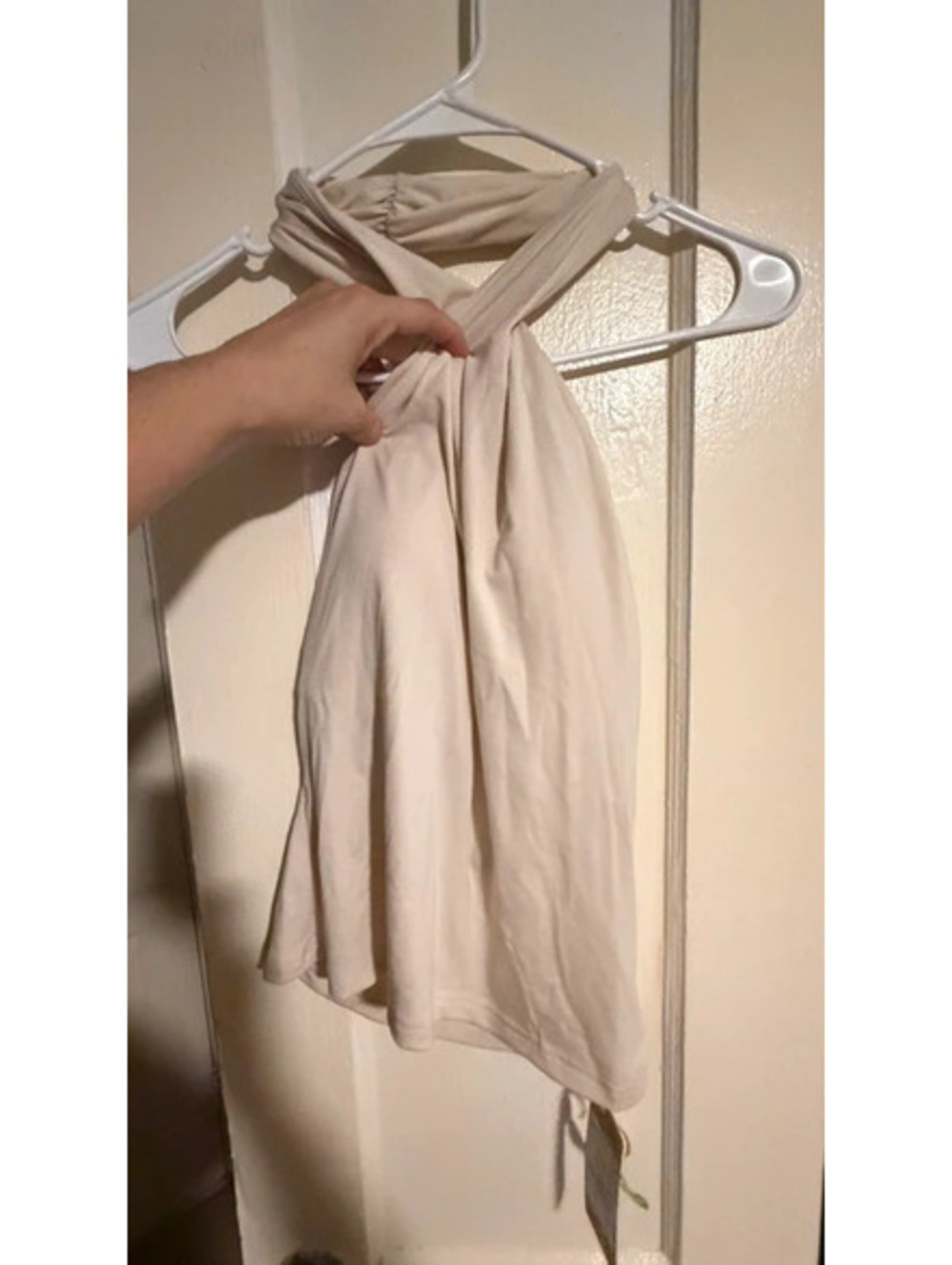 OGL Crisscross Neck Halter Top NWT Light Ivory Beige Size Medium